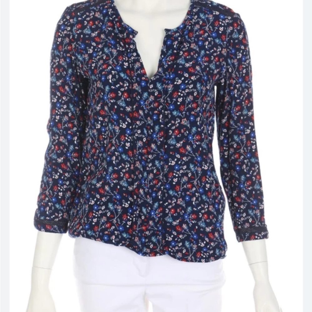 Comptoirs Des Cotonniers Blue Floral‎ Women’s Blouse Size Small